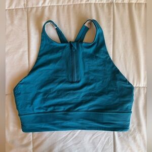 lululemon athletica Teal Energy High Neck Long Line Zip-Front Sports Bra